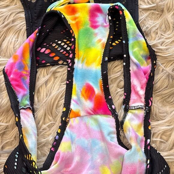 OP rainbow eyelet swimsuit size medium - Picture 4 of 6